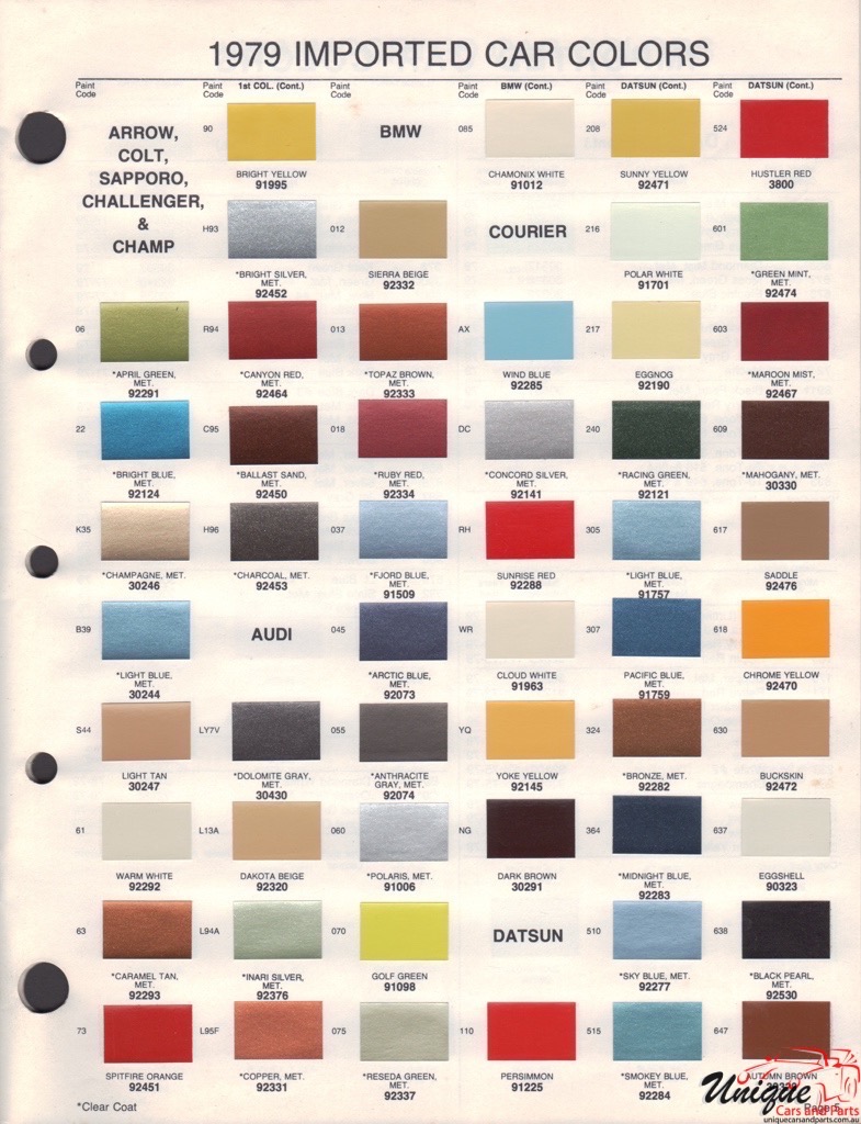 1979 Chrysler Paint Charts Import Acme 1